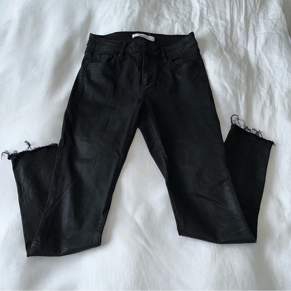 Hidden Jeans Denim - Hidden Jeans Black Coated Straight Leg High Rise Zip Ankle Size 25 NWOT